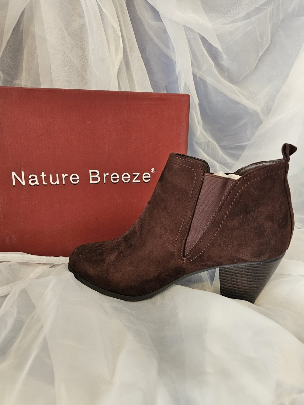 Nature Breeze Women's Brown Suede Ankle Booties